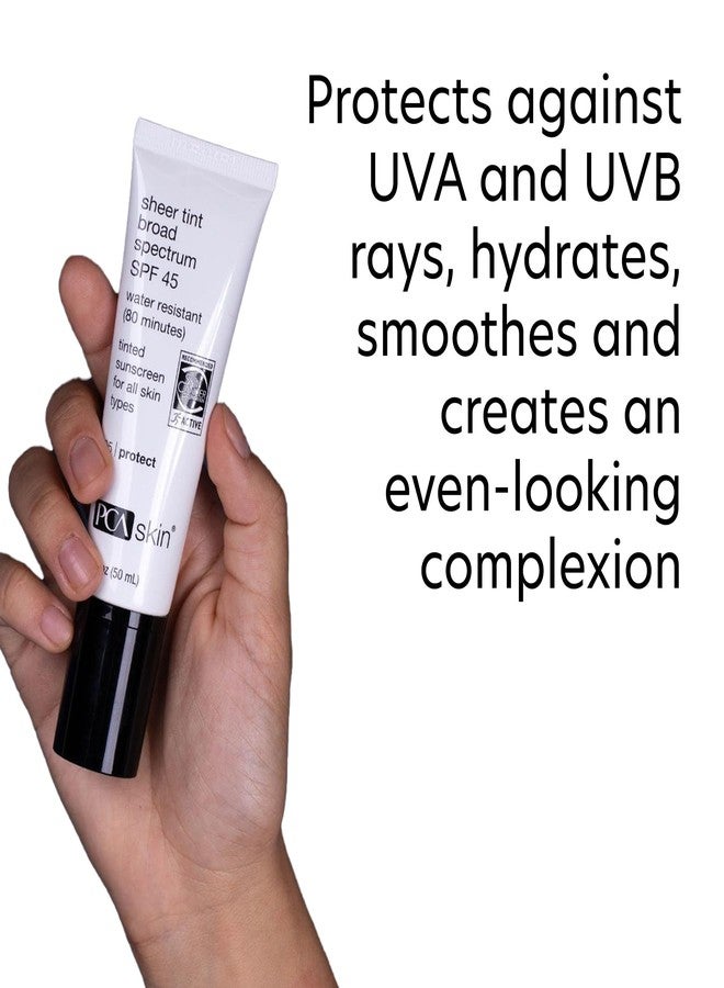 PCA SKIN Sheer Tint Broad Spectrum SPF 45 - Universally-Tinted Water-Resistant Hydrating Sunscreen for Use Alone or Under Foundation & Makeup (1.7 fl oz), 2 Pack - Image 3